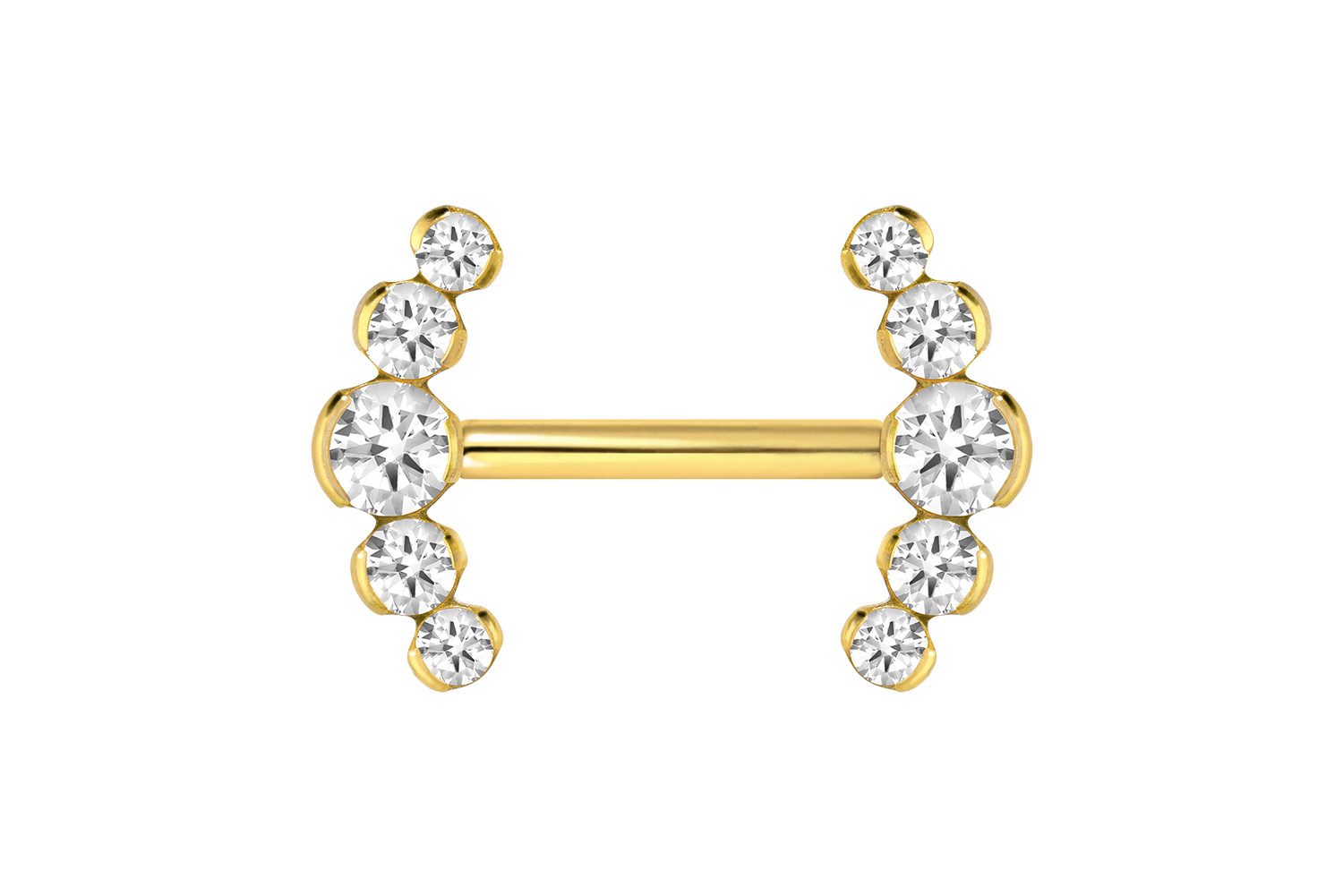 Titan Barbell Piercing mit Push Fit 5 KRISTALLE